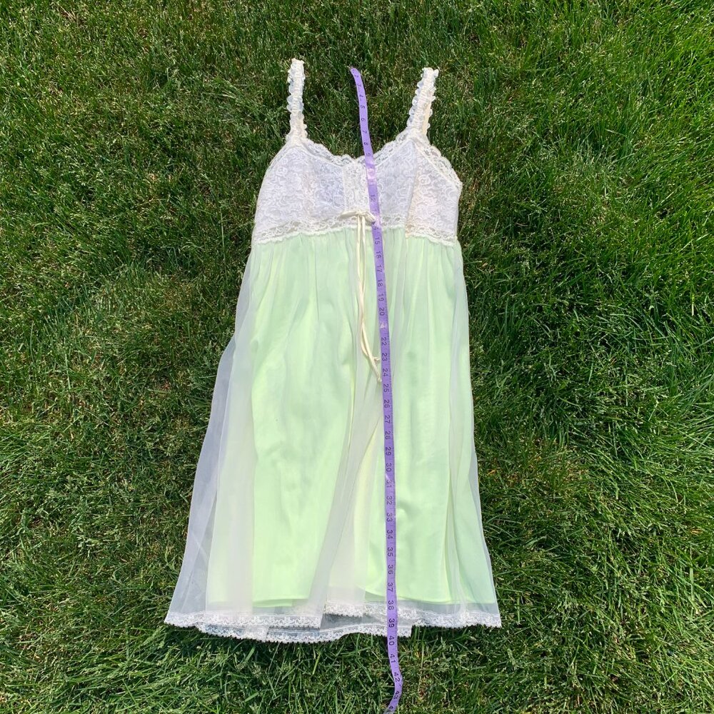 Vintage 60s Sheer Chiffon Lace Babydoll Lingerie Dress Nightie Short Nightgown - Picture 11 of 14